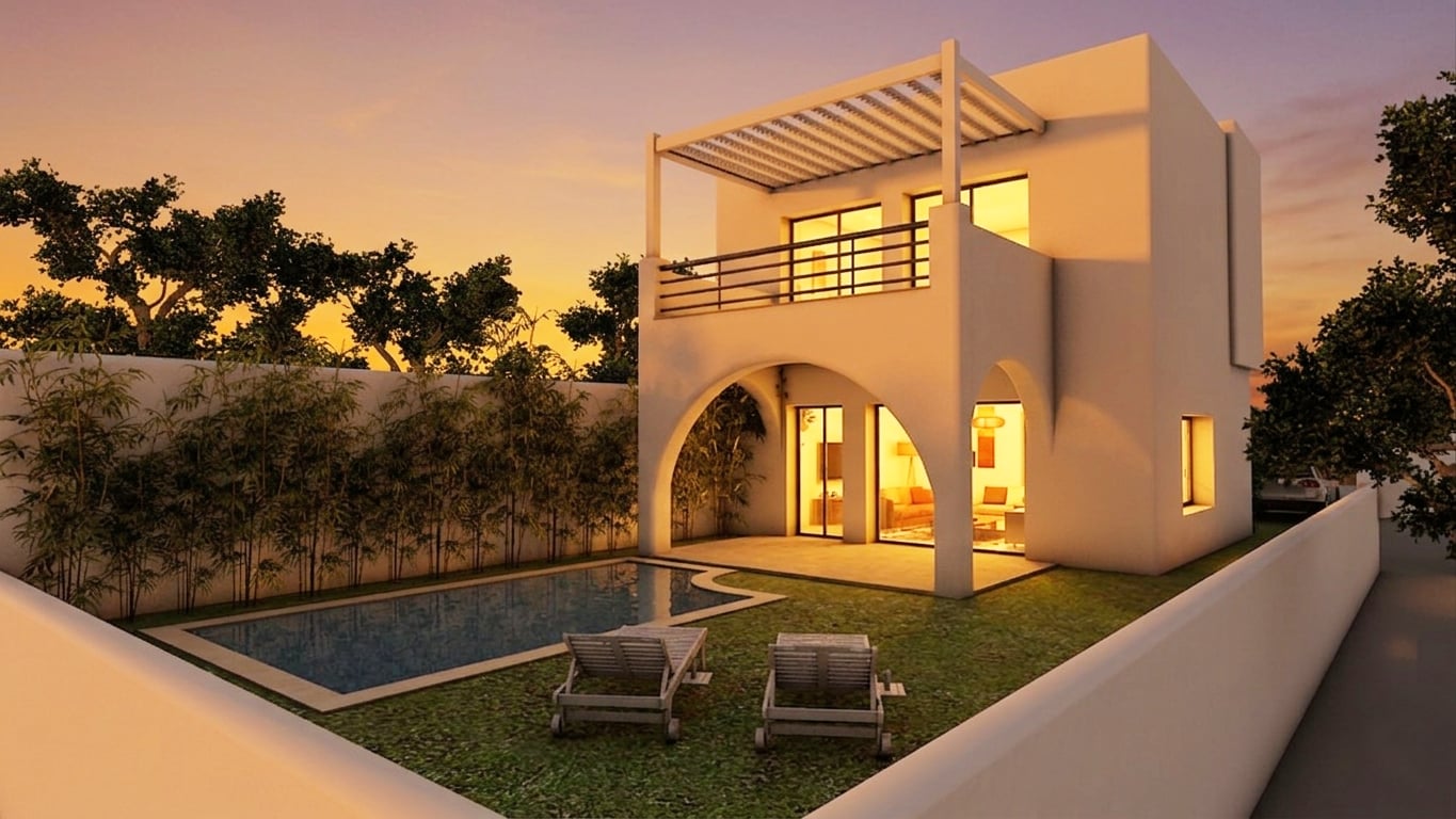 à Vendre villa theatre s+3 avec piscine à hammamet